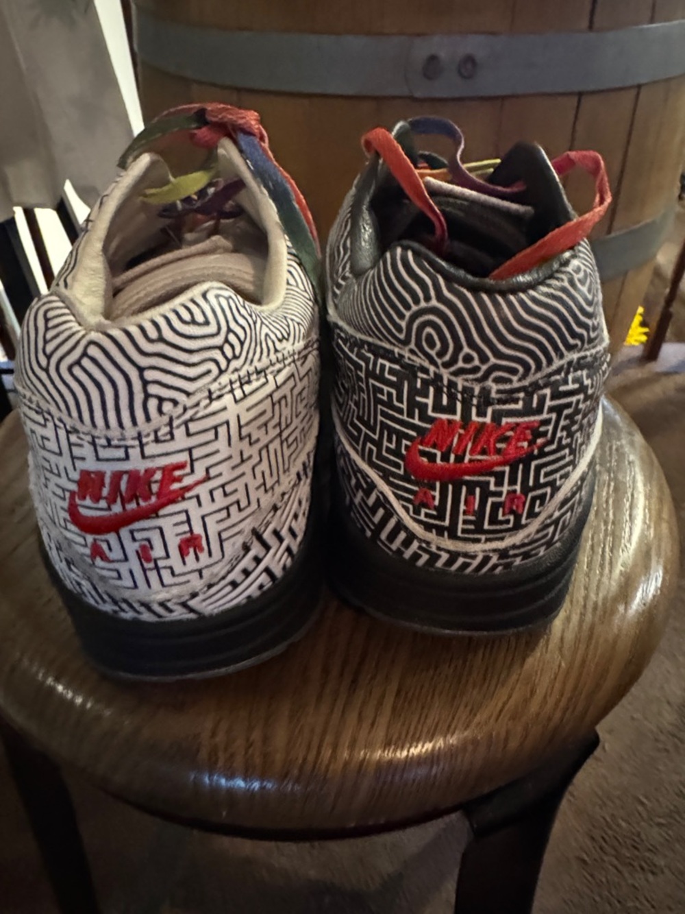 Nike Low Top Sneakers - Black & White with Rainbow Laces - Picture 16 of 16